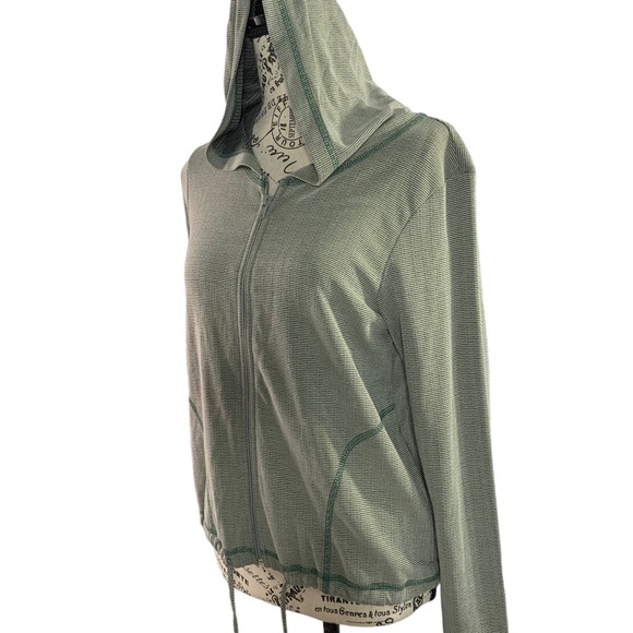 Serene Knit Hoodie Jacket Olive Green Front Zip Pockets Polyester Blend Women L - Picture 4 of 9